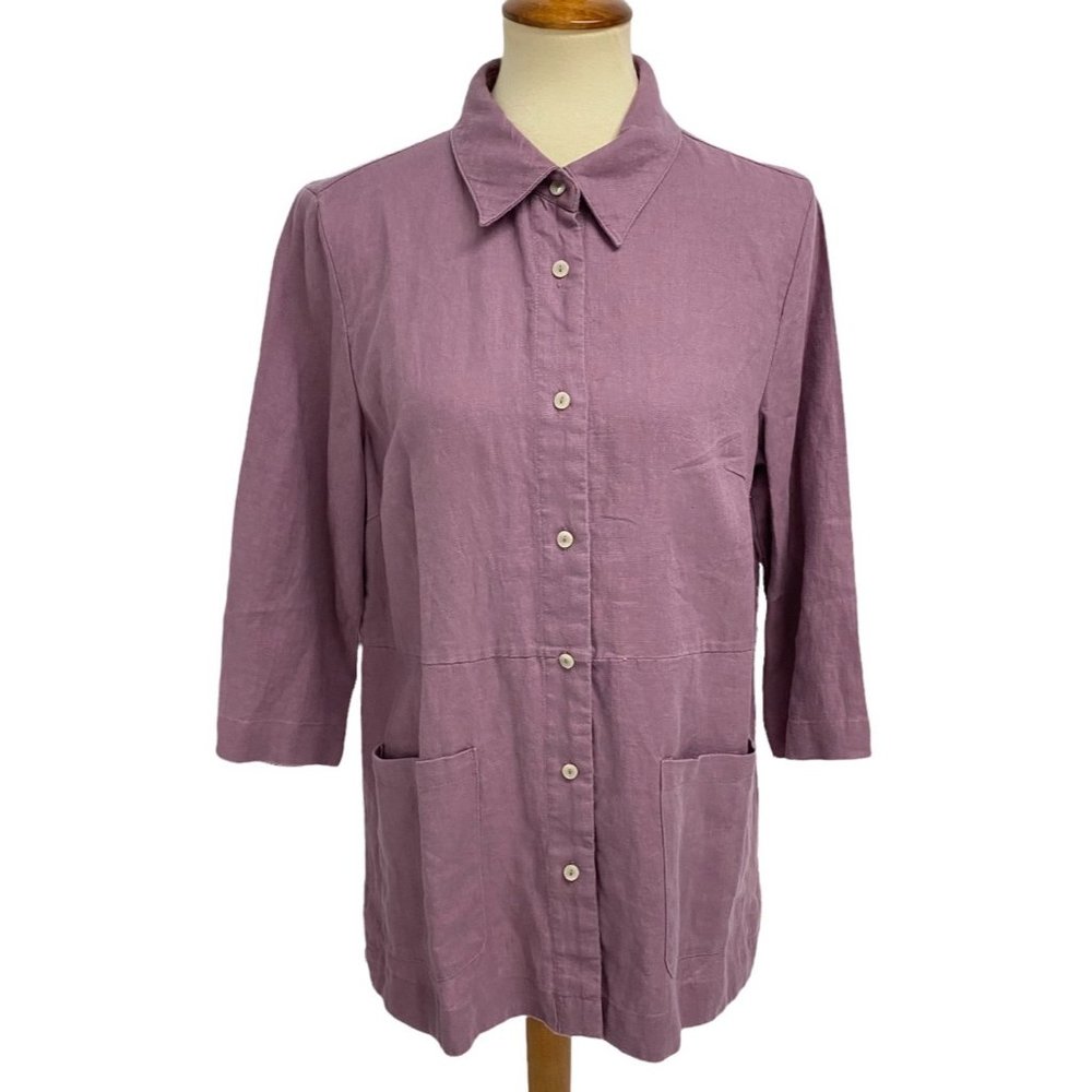 Coldwater Creek Women's 100% linen Collared Button Up blazer Size M